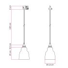 Suspended lamp with Vaso shade and rail adapter