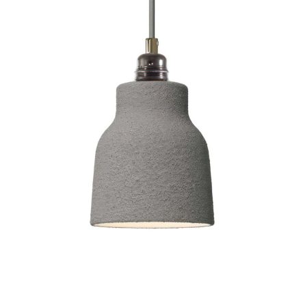 Suspended lamp with textile cable, ceramic lampshade and metal details - Made in Italy - Bulb included