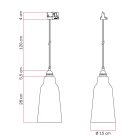 Suspended lamp Bottiglia with shade and rail adapter