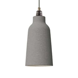   Suspended lamp with textile cable, glass ceramic lampshade and metal details - Made in Italy - Bulb included