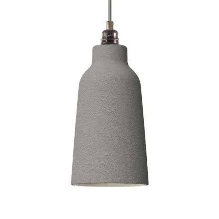 Suspended lamp with textile cable, glass ceramic lampshade and metal details - Made in Italy - Bulb included