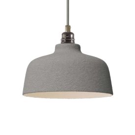   Suspended lamp with textile cable, Cup ceramic lampshade and metal details - Made in Italy - Bulb included