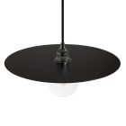 Suspended lamp with textile cable, oversized Ellepi lampshade and metal details - Made in Italy - Bulb included