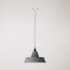 Ceramic pendant lamp for rail, with Industriale lampshade