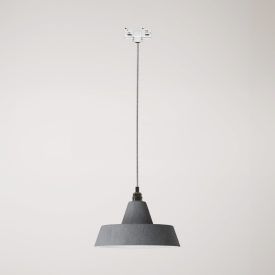 Ceramic pendant lamp for rail, with Industriale lampshade