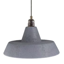   Suspended lamp with textile cable, industrial ceramic lampshade and metal coating - Made in Italy - Bulb included