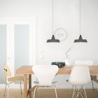 Suspended lamp with textile cable, industrial ceramic lampshade and metal coating - Made in Italy - Bulb included