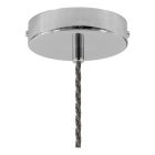 Suspended lamp with twisted textile cable and aluminum lamp holder - Made in Italy