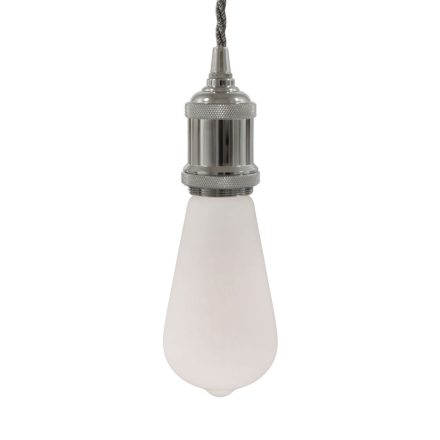 Suspended lamp with twisted textile cable and aluminum lamp holder - Made in Italy