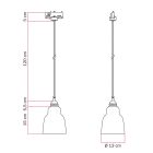 Suspended lamp with Vaso shade and rail adapter