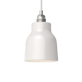   Suspended lamp with textile cable, ceramic lampshade and metal details - Made in Italy - Bulb included