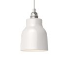 Suspended lamp with textile cable, ceramic lampshade and metal details - Made in Italy - Bulb included