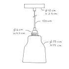 Suspended lamp with textile cable, ceramic lampshade and metal details - Made in Italy - Bulb included