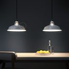 Suspended lamp with textile cable, Harbour lampshade and metal details - Made in Italy - Bulb included