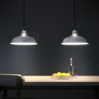 Suspended lamp with textile cable, Harbour lampshade and metal details - Made in Italy - Bulb included