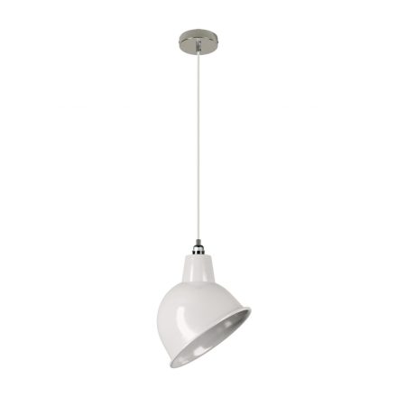 Suspended lamp with textile cable, Broadway lampshade and metal details - Made in Italy - Bulb included