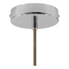 Suspended lamp with textile cable, ceramic lampshade and metal details - Made in Italy - Bulb included