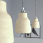 Suspended lamp with textile cable, ceramic lampshade and metal details - Made in Italy - Bulb included