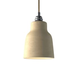   Suspended lamp with textile cable, ceramic lampshade and metal details - Made in Italy - Bulb included