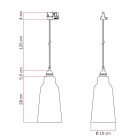 Suspended lamp Bottiglia with shade and rail adapter