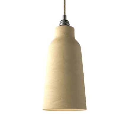 Suspended lamp with textile cable, glass ceramic lampshade and metal details - Made in Italy - Bulb included