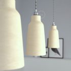 Suspended lamp with textile cable, glass ceramic lampshade and metal details - Made in Italy - Bulb included