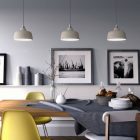 Suspended lamp with textile cable, Cup ceramic lampshade and metal details - Made in Italy - Bulb included