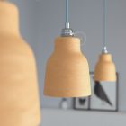 Suspended lamp with textile cable, ceramic lampshade and metal details - Made in Italy - Bulb included