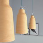 Suspended lamp with textile cable, glass ceramic lampshade and metal details - Made in Italy - Bulb included