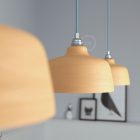 Suspended lamp with textile cable, Cup ceramic lampshade and metal details - Made in Italy - Bulb included