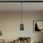 Suspended lamp for rails, Prisma concrete lampshade
