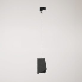Suspended lamp for rails, Prisma concrete lampshade