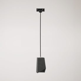 Suspended lamp for rails, Prisma concrete lampshade