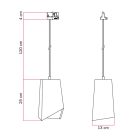 Suspended lamp for rails, Prisma concrete lampshade