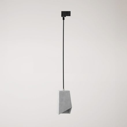 Suspended lamp for rails, Prisma concrete lampshade