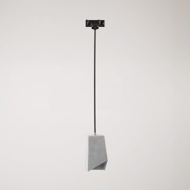 Suspended lamp for rails, Prisma concrete lampshade
