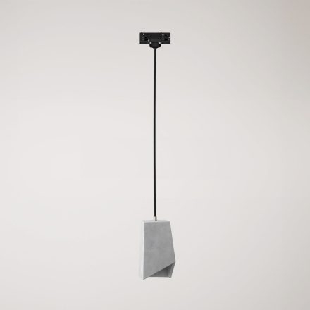 Suspended lamp for rails, Prisma concrete lampshade
