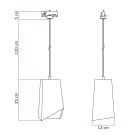 Suspended lamp for rails, Prisma concrete lampshade