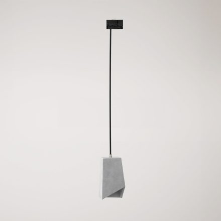 Suspended lamp for rails, Prisma concrete lampshade