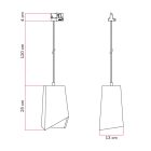 Suspended lamp for rails, Prisma concrete lampshade