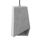 Suspended lamp with textile cable, Prisma cement lampshade and metal coating - Made in Italy - Bulb included