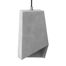   Suspended lamp with textile cable, Prisma cement lampshade and metal coating - Made in Italy - Bulb included