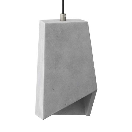 Suspended lamp with textile cable, Prisma cement lampshade and metal coating - Made in Italy - Bulb included