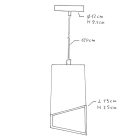 Suspended lamp with textile cable, Prisma cement lampshade and metal coating - Made in Italy - Bulb included