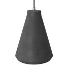 Suspended lamp with textile cable, funnel-shaped cement lampshade and metal details - Made in Italy - Bulb included