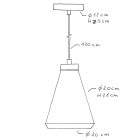 Suspended lamp with textile cable, funnel-shaped cement lampshade and metal details - Made in Italy - Bulb included