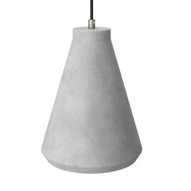   Suspended lamp with textile cable, funnel-shaped cement lampshade and metal details - Made in Italy - Bulb included