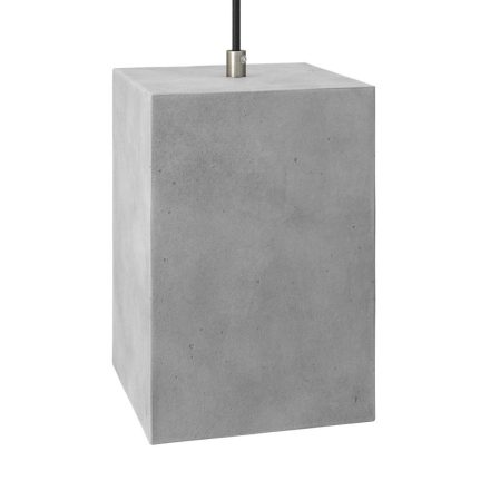 Suspended lamp with textile cable, Cube cement lampshade and metal finish - Made in Italy - Bulb included