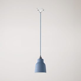 Suspended lamp with Vaso shade and rail adapter