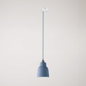 Suspended lamp with Vaso shade and rail adapter